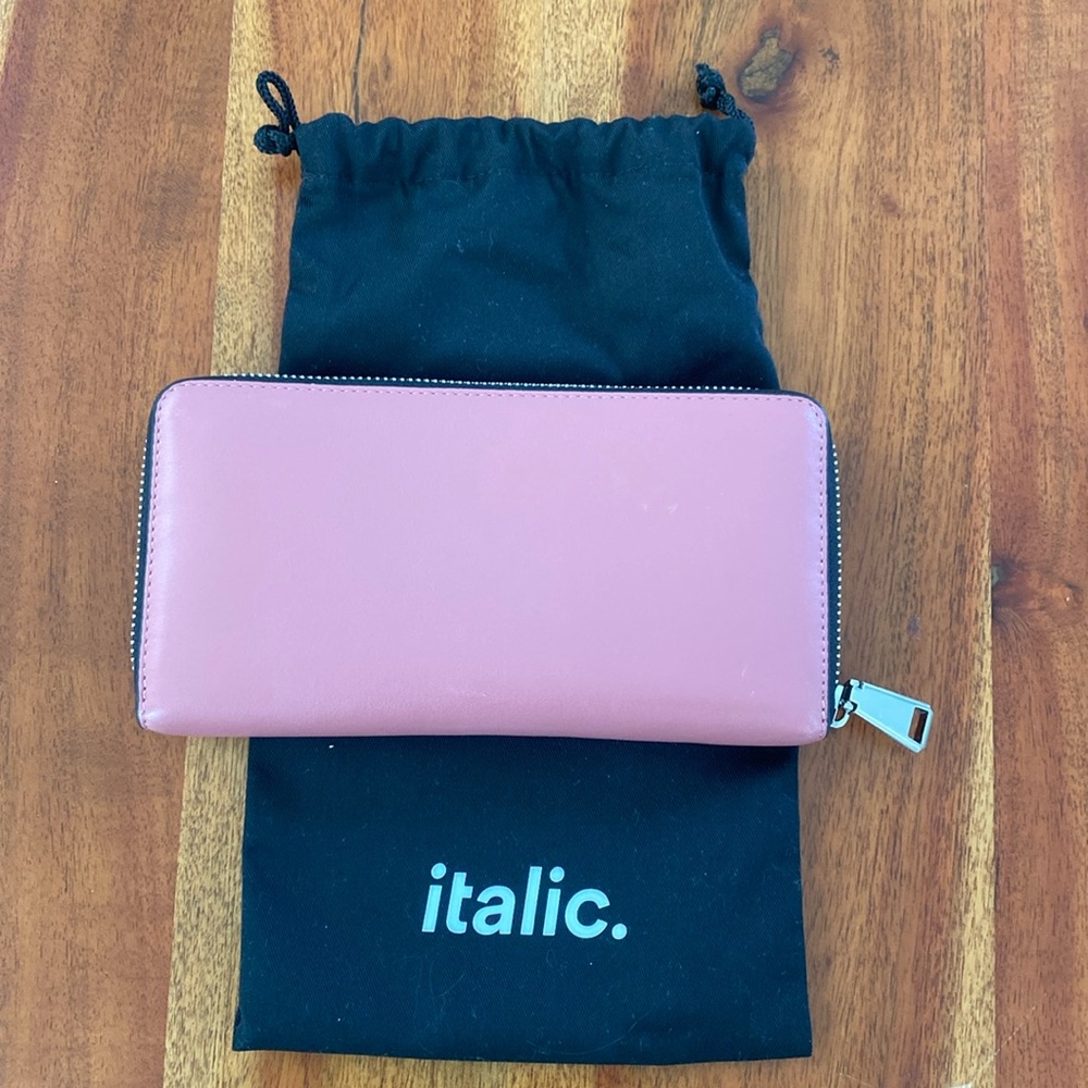 Italic pink leather large wallet